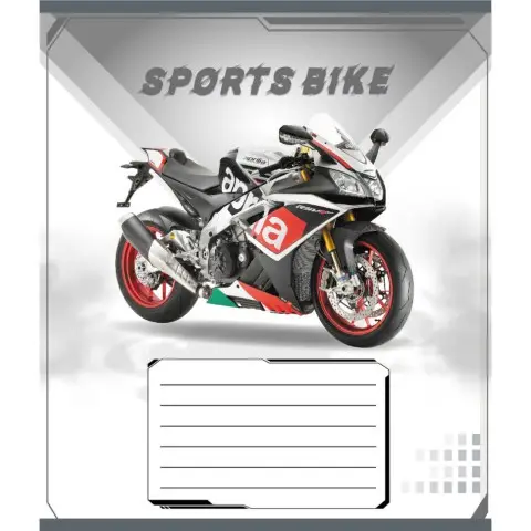 Зошит учнівський "Спортбайк" 012-500196K-1 в клітинку, 12 аркушів