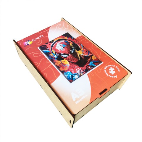 Фігурний пазл з дерева "Людина-павук" PZ003-A3W-AC 180-250 деталей, А3 з мішечком і стрічкою