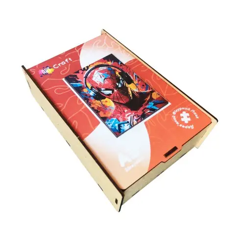 Фігурний пазл з дерева "Людина-павук" PZ003-A3W-AC 180-250 деталей, А3 з мішечком і стрічкою