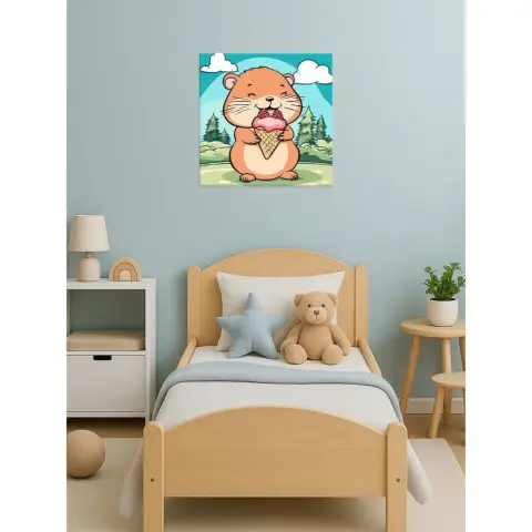 Картина за номерами "Літо. Хомячок з морозивом" ©art_selena_ua KHO1256, 25х25 см