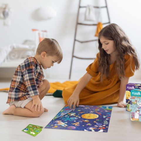 Дитячий пазл Шукай та знаходь "Шалений космос" DoDo Toys 300668, 100 елементів