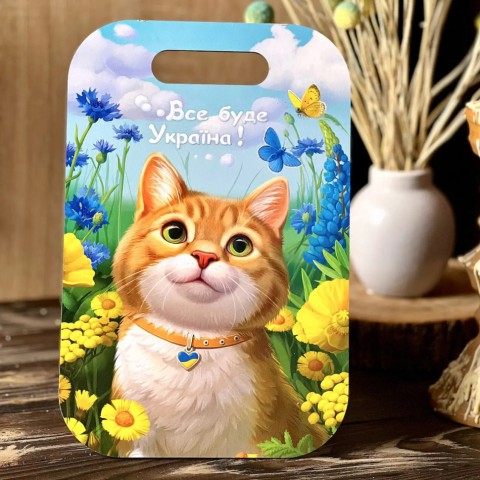 Дерев'яна сувенірна дошка "Рудий котик" Ubumblebees (ПСФ154) PSF154 прямокутна