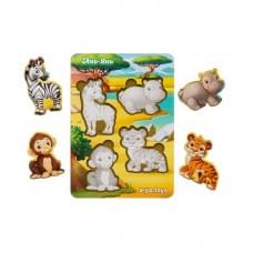 Дерев'яний пазл-вкладиш "Тварини Африки-1" Ubumblebees (ПСФ059) PSF059 фон із підказкою