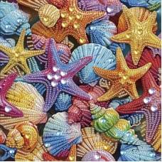Алмазна мозаїка "Кольорові морські зірки" BH013 неповна викладка 25х25 см