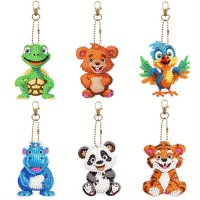 Набір брелків для алмазної мозаїки "Тваринки" BR32, 6 штук