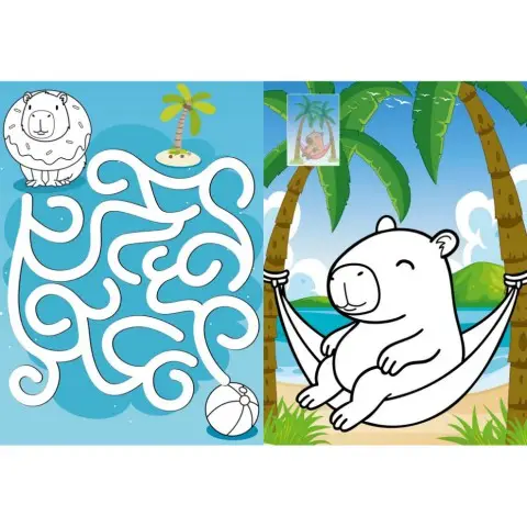 Дитяча розмальовка зі стікерами "Капібара на канікулах" CB21, 16 сторінок