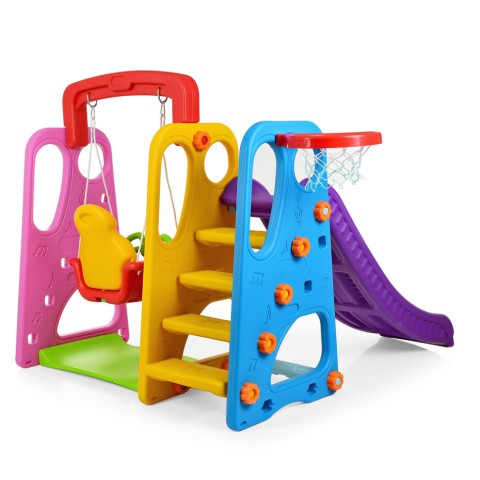 Дитяча гірка-гойдалка XYL-AS05 пластик, з баскетбольним кільцем