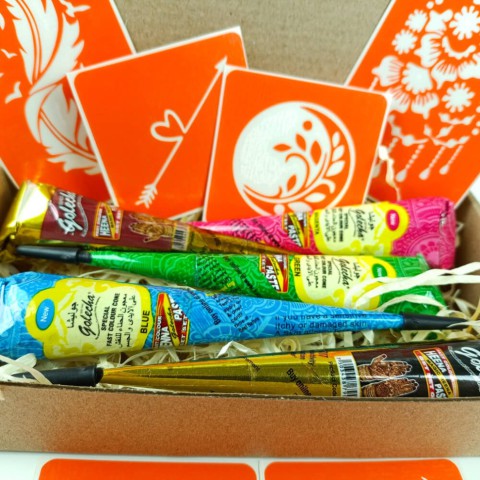 Набір кольорової хни з трафаретами для біо-тату №3 v2 color-henna-set-03 v2