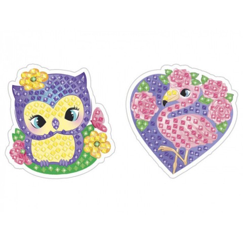 Стікерна мозаїка "Сова та Фламінго" 10100514У з розмальовкою