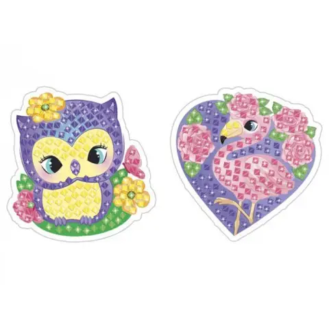 Стікерна мозаїка "Сова та Фламінго" 10100514У з розмальовкою