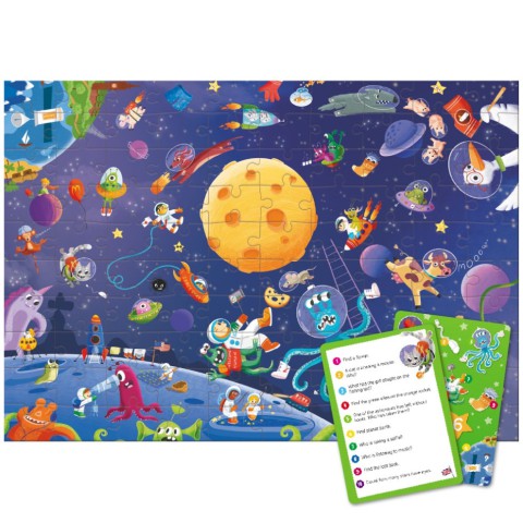 Дитячий пазл Шукай та знаходь "Шалений космос" DoDo Toys 300668, 100 елементів