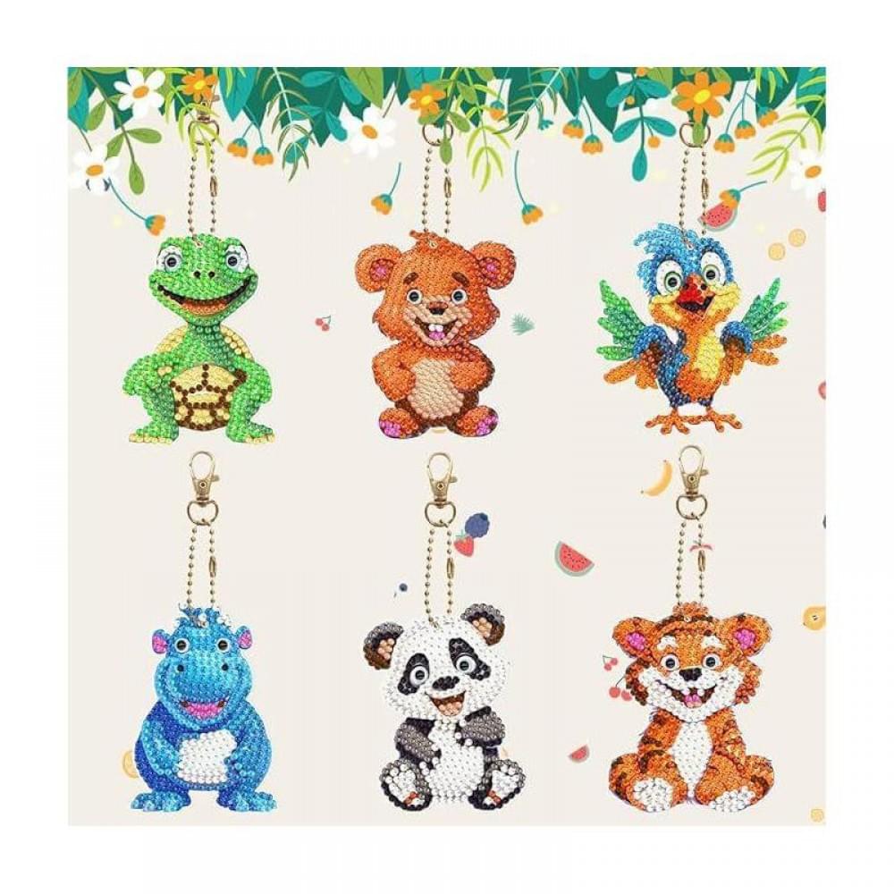 Набір брелків для алмазної мозаїки "Тваринки" BR32, 6 штук