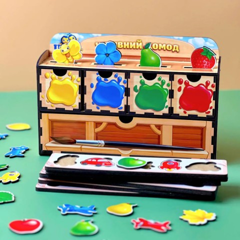 Дерев'яна настільна гра "Кольори" Ubumblebees (ПСД071) PSD071 сортер-комодик