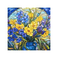 Алмазна мозаїка "Вітражні квіти" DEEX16280 не повна викладка 30х30 см