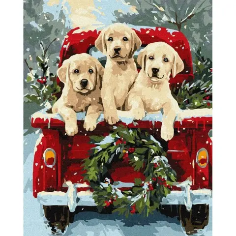 Картина за номерами "Собача поїздка" ©art_selena_ua KHO6838, 40х50 см