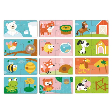 Дитячий пазл "ДУО-Звірята та їх домівки" 300690, 24 елемента