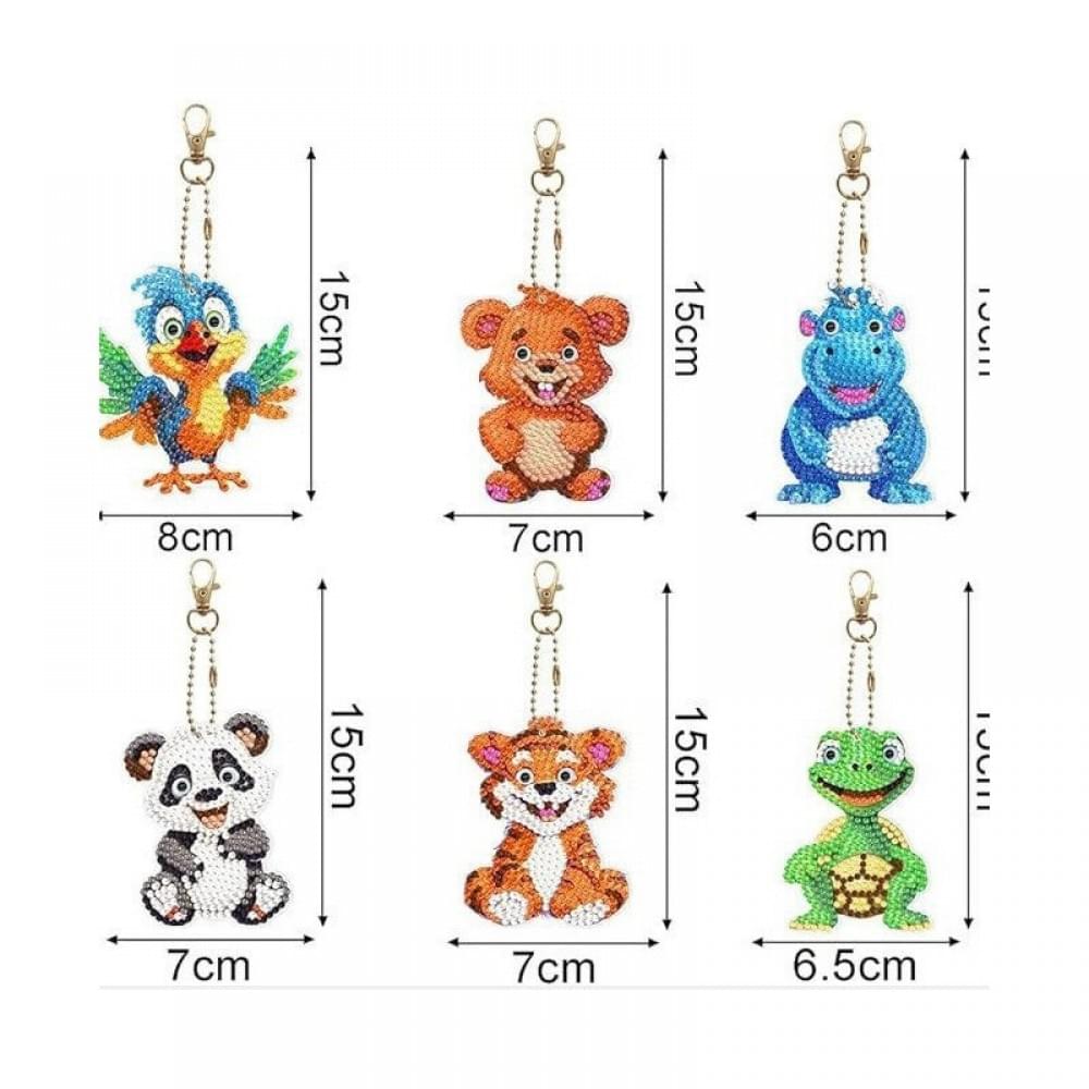 Набір брелків для алмазної мозаїки "Тваринки" BR32, 6 штук