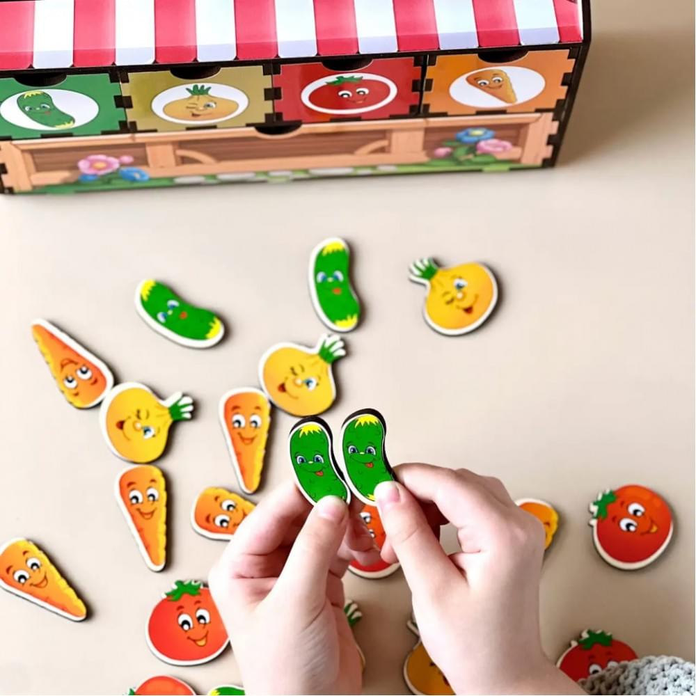 Дерев'яна настільна гра "Овочі -2" Ubumblebees (ПСД008) PSD008 сортер-комодик