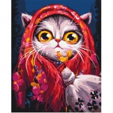 Картина за номерами "Киця в хустинці" © Маріанна Пащук Brushme BS54250, 40х50 см