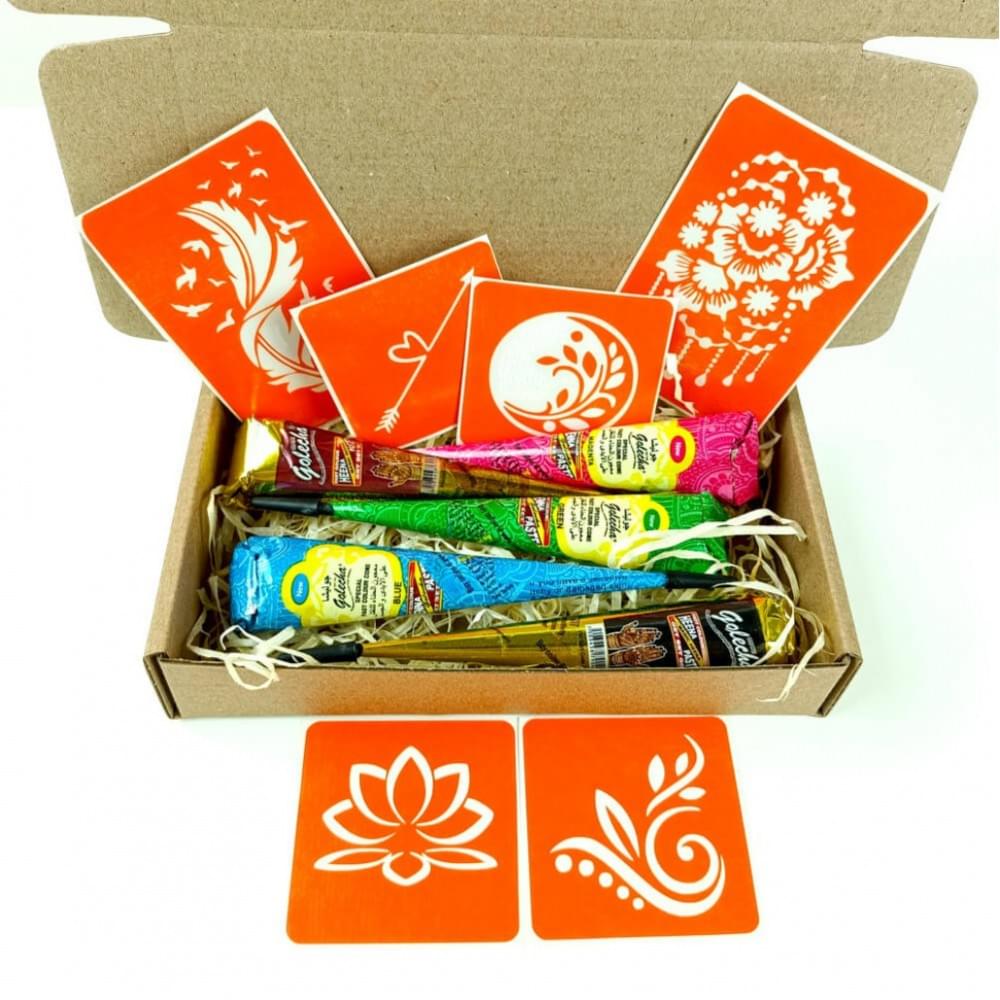 Набір кольорової хни з трафаретами для біо-тату №3 v2 color-henna-set-03 v2