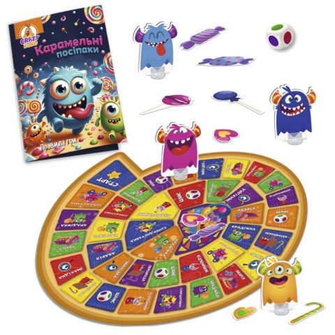 Настільна гра-бродилка "Карамельні посіпаки" VT8055-45. 4 фігурки монстриків