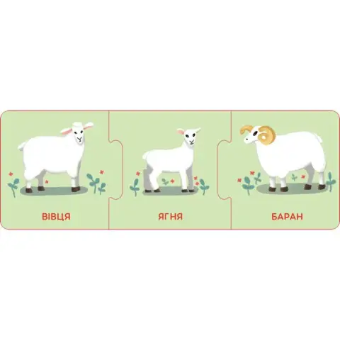 Логічні ланцюжки "Малюки тварини та їхні сім'ї" 1782001 українською мовою