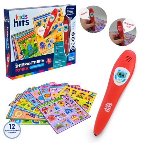 Інтерактивна ручка "Перші знання" KH60/001, 6 учбових тем 12 двосторонніх карток