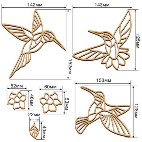 Набір для вітражного живопису за номерами "Колібрі" FDSGK-07