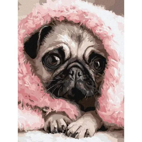 Картина за номерами "Закутаний мопс" ©art_selena_ua KHO6839, 30х40 см