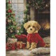 Алмазна мозаїка "Пудель біля ялинки" AMO20011, 40х50 см