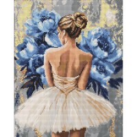 Алмазна мозаїка "Балерина з блакитними півоніями" ©art_selena_ua AMO8350, 40х50 см