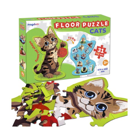Дитячий розвиваючий Пазл-гігант "Кіт" 2 в 1 ME5032-32, 31 елемент