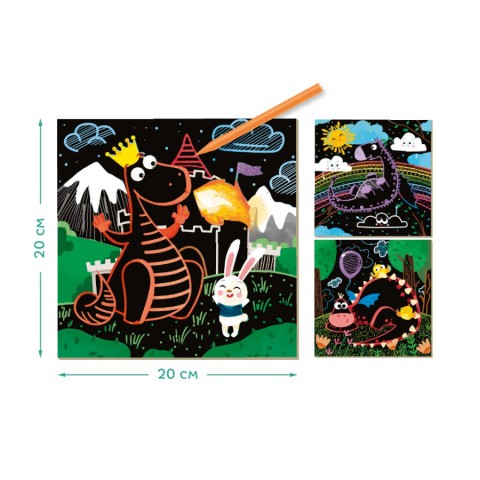 Набір для творчості гравюри "Дракони" 300215, 3 гравюри в наборі