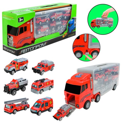 Дитячий трейлер з машинками PS006-2, 6 машинок