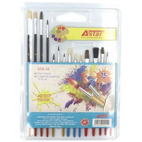Набір художніх пензликів Astar 503-15 в наборі 15 штук