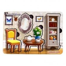 Дерев'яний пазл-вкладиш "Меблі-2" Ubumblebees (ПСФ121) PSF121 фон із підказкою