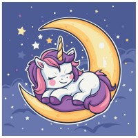 Картина за номерами "Єдиноріжка в зоряному сні" ©arttem_illustration 15651-AC 30х30 см