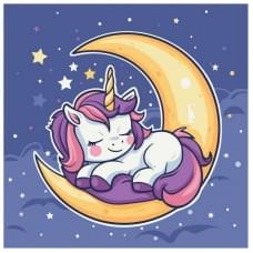 Картина за номерами "Єдиноріжка в зоряному сні" ©arttem_illustration 15651-AC 30х30 см