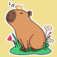 Картина за номерами "Капібара слухає спів пташок" ©art_selena_ua KHO6750, 30х30 см