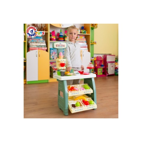 Ігровий дитячий набір "Кав'ярня" 9765TXK прилавок з полицями, іграшкові солодощі