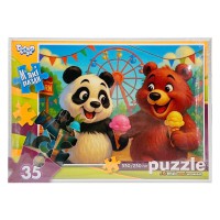 Дитячі м'які пазли "Ведмедики в парку розваг" S35-11-15, 35 елементів