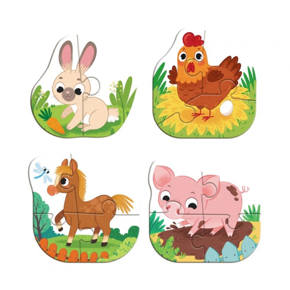 Дитячий пазл 4 в 1 "Baby puzzle. Сільські тварини" DoDo Toys 300686 набір 4 в 1