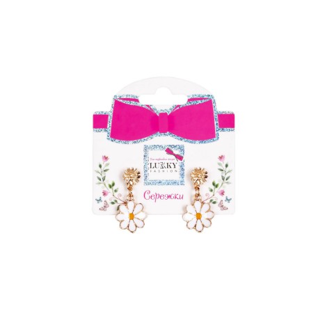 Дитячі сережки "Fashion ромашки" T24626 біло-жовтий