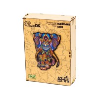 Фігурний дерев'яний пазл A3 "Індійський слон" PuzA3-03121, 132 деталі