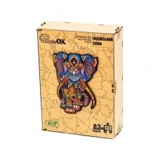 Фігурний дерев'яний пазл A3 "Індійський слон" PuzA3-03121, 132 деталі