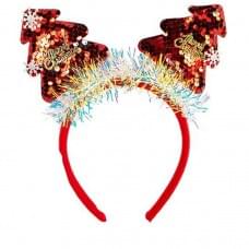 Дитячий новорічний обідок "Ялинка" 2503-SP(Red) з паєтками