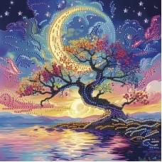 Алмазна мозаїка "Дерево в місячному сяйві" BH019 неповна викладка 25х25 см