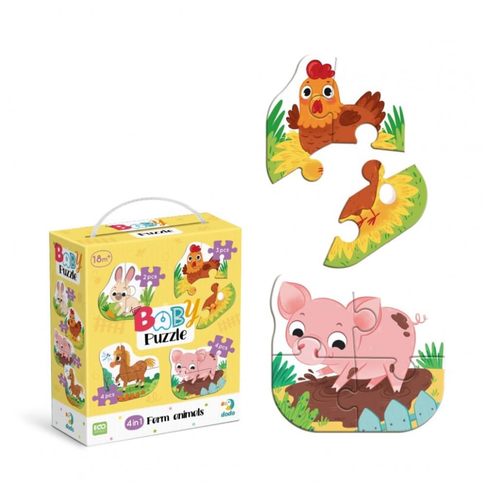 Дитячий пазл 4 в 1 "Baby puzzle. Сільські тварини" DoDo Toys 300686 набір 4 в 1