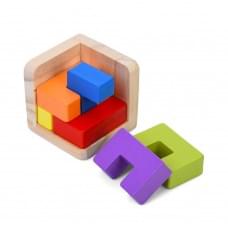Дерев'яна куб-головоломка MD 0758-1 підставка 6 елементів