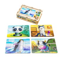 Дитячий дерев'яний Тварини 4 в 1 Puz-10369, 80 елементів